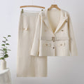 new european and american fashionable and elegant herringbone jacquard knitted export two-piece knit set dress