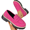 Exportnew arrivalspring & fall loafers women's cross-border plus size frosted british small leather shoes thick heel thick soleretro women's flats