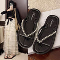 Women's flip-flops summer 2025 new pearl flat sandals outdoor soft sole fashion beach shoes wholesale