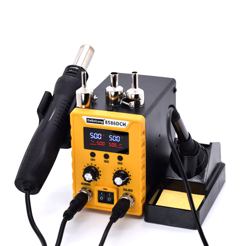 Debailong hot air gun welding table two-in-one 8586D digital display electric soldering iron head adjustable temperature maintenance welding tool