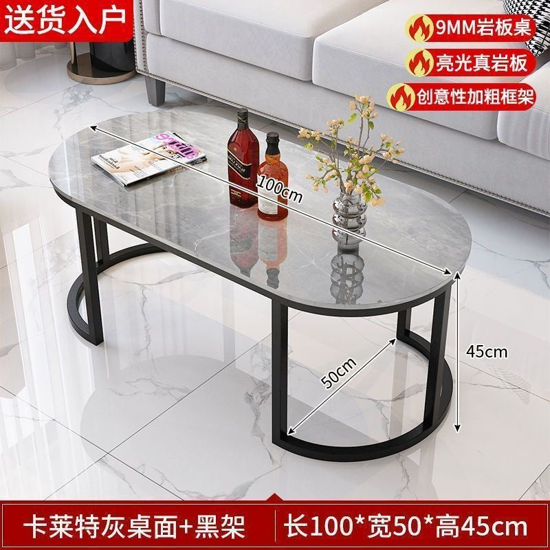 Thickened coffee table living room for home small apartmentaccessible luxury modern rock slab small table casual oval popularnordic coffee table