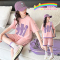 Girls' summer outfit set  new style, trendy and chic two-piece set for girls, perfect for casual wear and easy matching, available in sizes for mid-to-large children