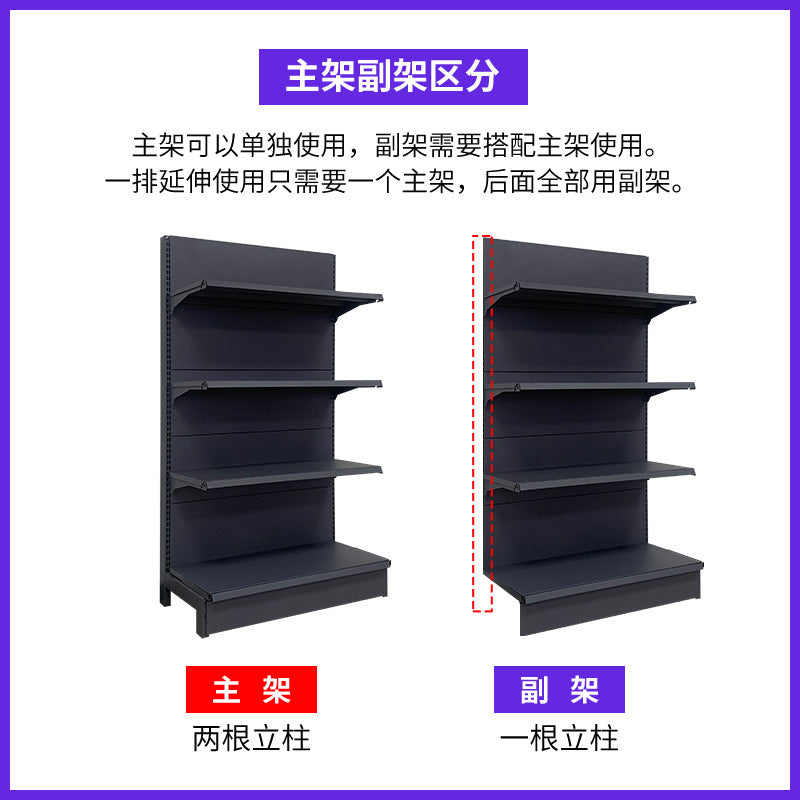 Customized supermarket shelf display rack gray single-sided convenience store shelf curved light box pharmacy display supermarket shelf