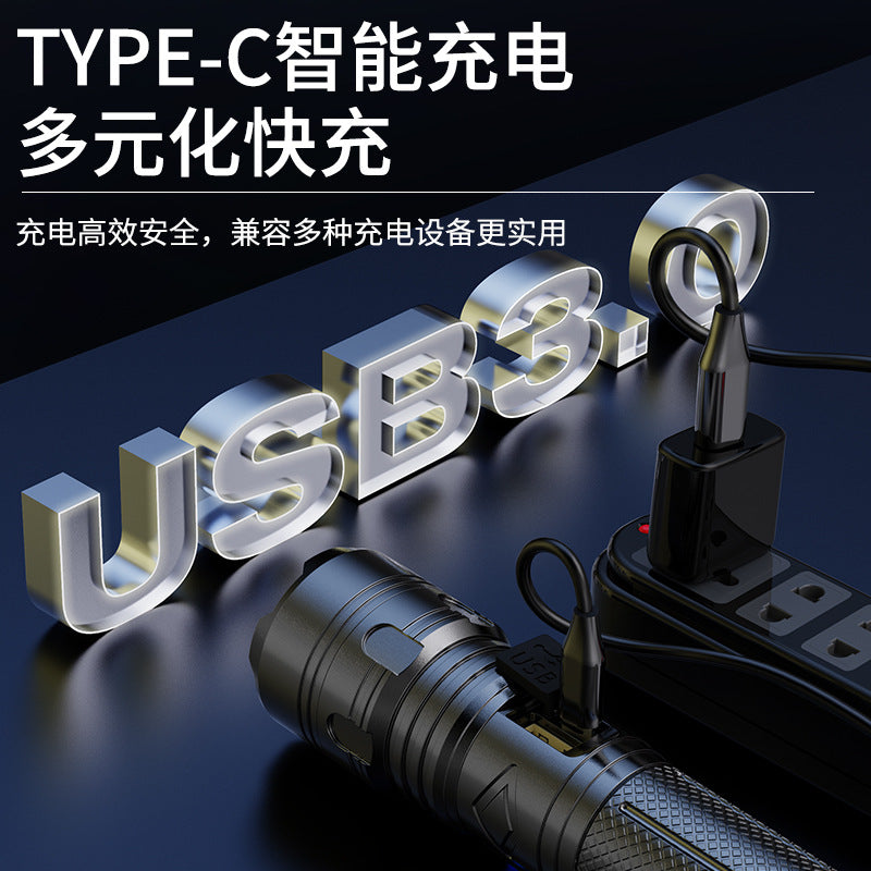 Cross-border hot-selling strong light pen clip flashlight, factory customized 26650 charging flashlight wholesale