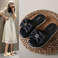 Trendy bowknot slides for women - new outdoor style, super popular, one-strap, non-slip, chunky sole, high-end sandals