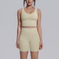 Sexy v-shaped back sports bra high waist hip lifting tight shorts suit quick-drying yoga clothes running fitness clothes