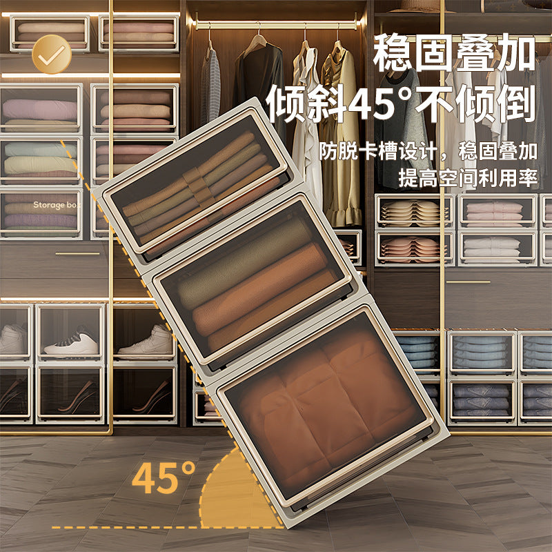 Storage Box Drawer Storage Box Household Wardrobe Clothing Pants Underwear Organizing Box Transparent Plastic Storage Cabinet