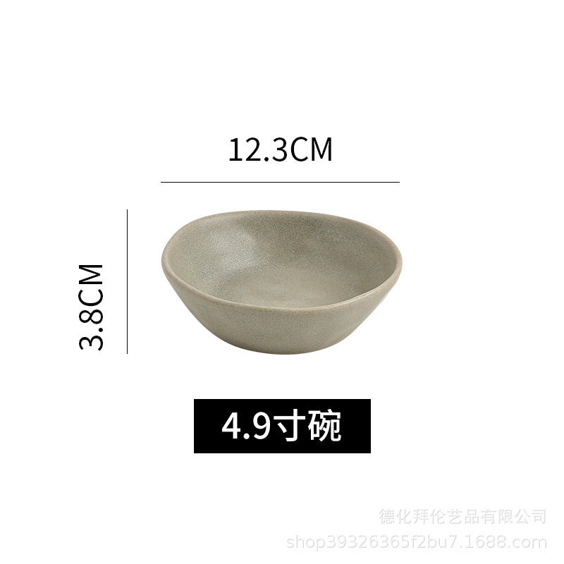 Irregular shaped bowls & plates - home ceramic salad bowl - nordic style shallow soup plate - matte minimalist flat plate - breakfast plate