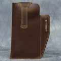 Vertical mobile phone waist bag men's men's belt crazy horse cowhide genuine leather retro leather case waist portable mobile phone bag