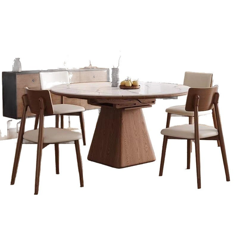 Rock slab dining table and chair combination, square and round, modern casualfor homesmall apartment, telescopic foldable solid wood round table dining table
