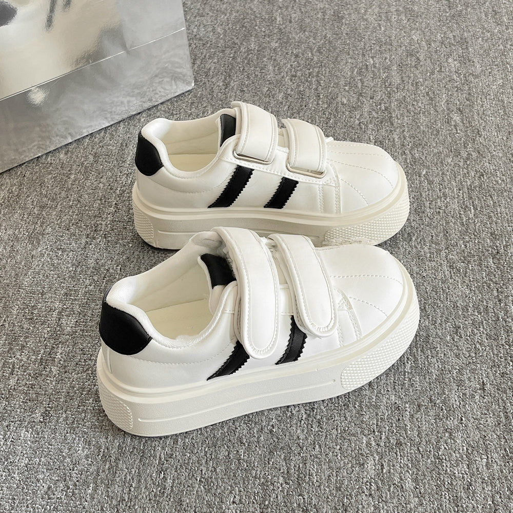 Petitesheightenedthick sole shoes women's 2026 new spring sneakers white shoes student velcro bread shoes