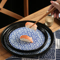 Japanese retro ceramic western dinner plate steak plate restaurant home hand-painted wave pattern unique ceramic sample room display plate