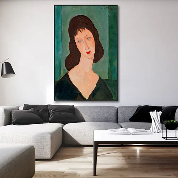 Living room decorative painting green retro Modigliani Nordic shoe cabinet above the entrance bedroom bedside wall painting