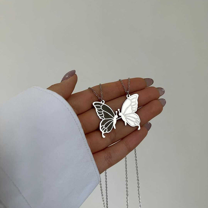 Butterfly necklace wholesale european and american cross-border jewelry women's stylish exaggerated versatile alloy couple stacking autumn and winter sweater chain