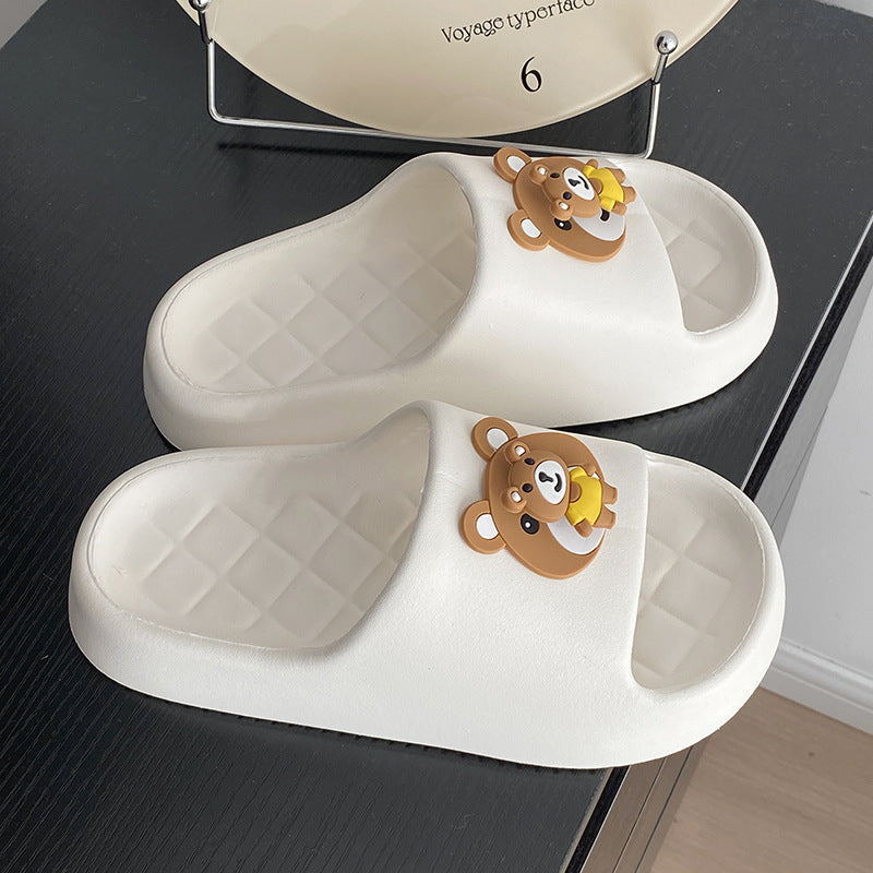 Rotate bear slippers women's eva thick solesummeroutwearcute indoor home bathroom non-slip deodorizing filter one-piece sandals