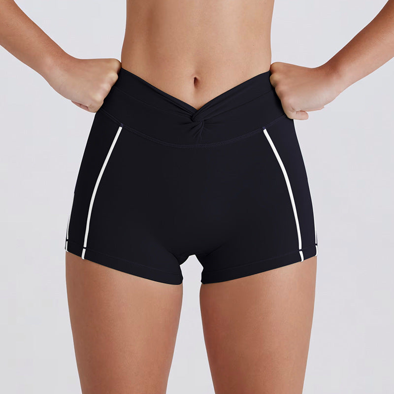 peach butt color matching tummy tightening tight yoga pants women's outwear running sports quick-drying fitness pants half lengthshorts
