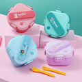 6626-children's square cartoon three-compartment lunch box (with cutlery cover)