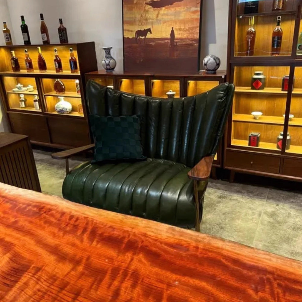 Casual chair first layer cowhide tea room owner chair medieval style oil wax leather single chair accessible luxuryretro double sofa chair