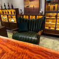 Casual chair first layer cowhide tea room owner chair medieval style oil wax leather single chair accessible luxuryretro double sofa chair