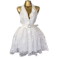 European and american cross-border women's fashion:  autumn new arrival - elegant, designer, 3d floral, cinched waist, lace sleeveless dress