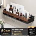 Walnut bathroom storage rack - no drilling required, wall-mounted organizer for vanity, sink, toilet, and bathroom accessories