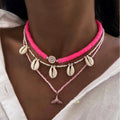 Bohemian seaside necklace wholesale european and american cross-border beach style necklace women's fishtail shell love pendant