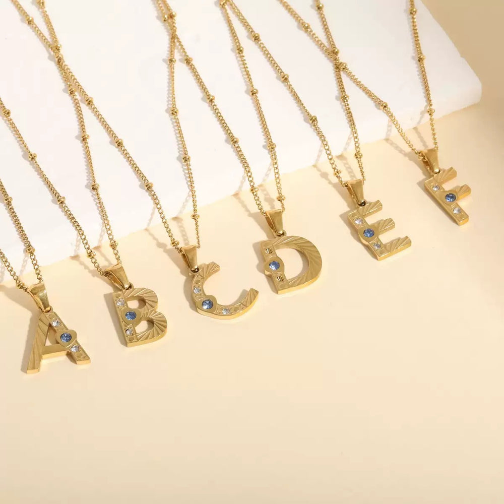 European and american stainless steel 26 english alphabet necklace - minimalist small pendant for female students, couples, and best friends - o-chain - cross-border
