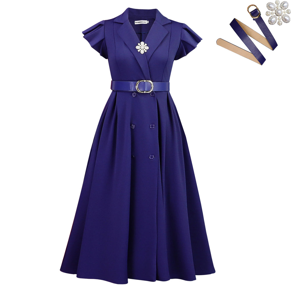 D3365  fashionexport summer new arrivalelegantol suit collar medium long double breasted african dress