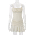 European and american women's clothing  spring new french chic sexy backless camisole ruffle mermaid skirt set