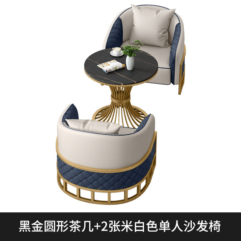 Sales office business reception reception table and chair combination casual coffee shop milk tea shop single and double sofa booth