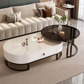 Slate oval coffee table for home living roomaccessible luxury modern casual small apartment tea table 2025new arrival combination