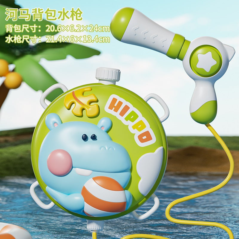 【cross-border】kids' backpack water gun - beach water play, pull-out dinosaur water gun toy - wholesale supply
