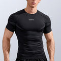 export custom seamless jacquard athletic short-sleeve men's quick-dry fitness training stretch slim-fit crew neck t-shirt for summer