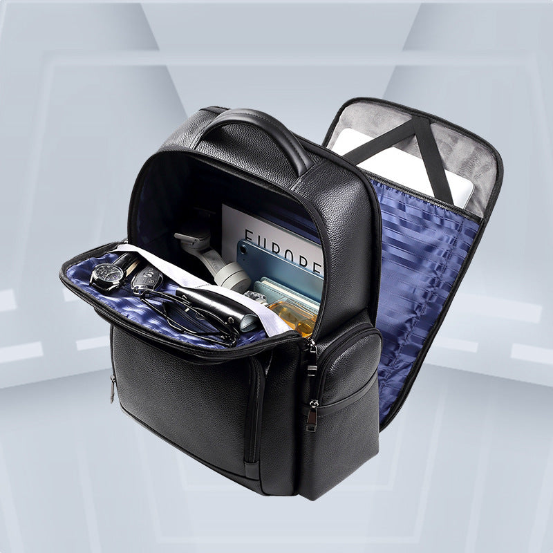 New leather men's backpack first layer cowhide computer bag large capacity men's bag premium business backpack gift bag