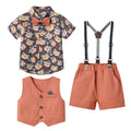 Export children's clothing boys suitnew arrival floral shirt vest overalls kids gentleman dress children's day costume