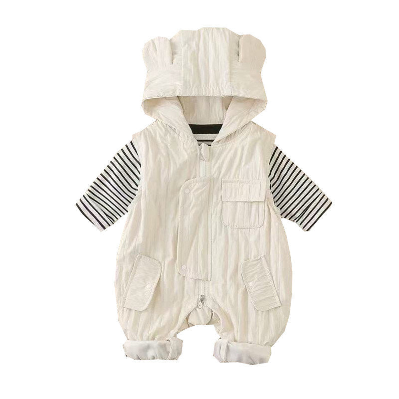 Spring and autumn one-piecestripes baby cute super cute infant spring autumlong sleevesnew arrivaloverallssuit super cool clothes