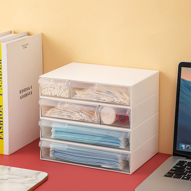Drawer storage box Desktop pull-out mask storage box Household makeup brush Cotton ins Desktop storage cabinet