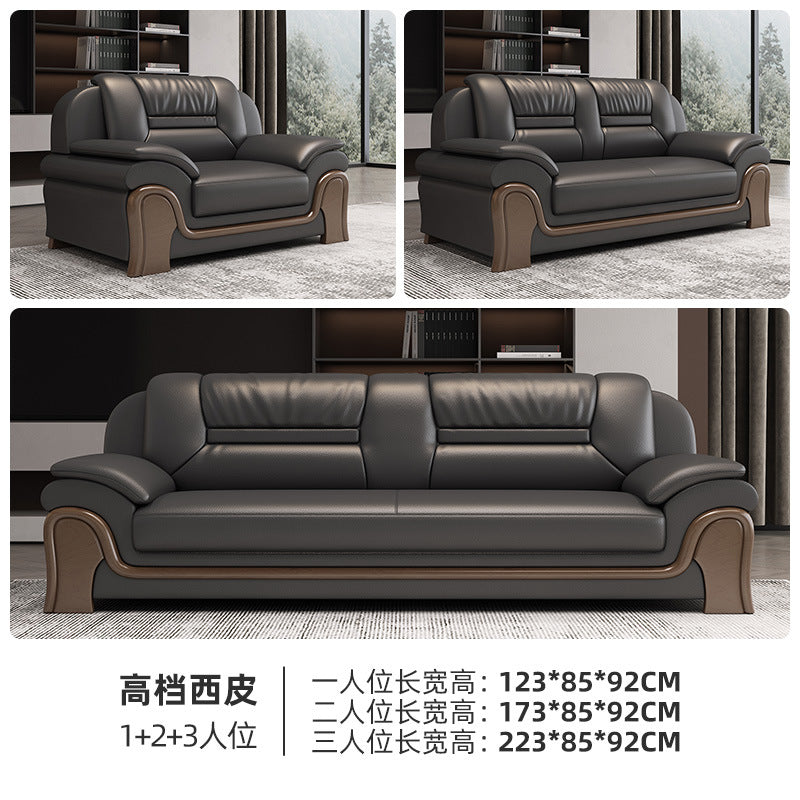Office sofa business casual living room hall hotel reception casual area genuine leather coffee table reception office combination