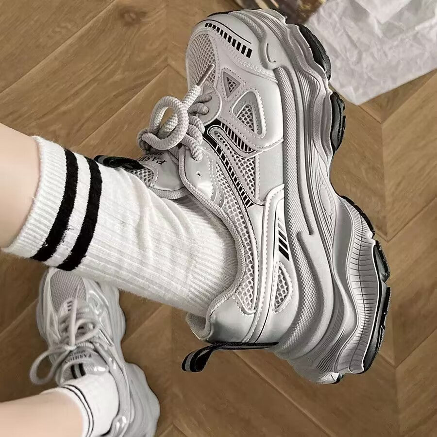 Dad shoes women's shoes 2026new arrivalsummer breathable easiest for matchwhite shoes heightenedthick solecasual sneakers