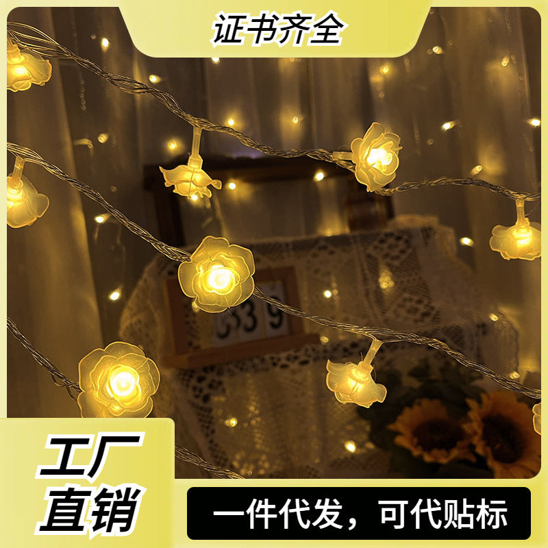 Cross-border new LED simulation rose light string Valentine's Day lights wedding romantic proposal confession decoration flash light