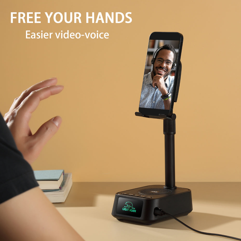 Longweishi q2 creative mobile phone holder smart home brand multi-function bluetooth speaker lazy holder three-in-one