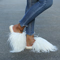 Fluffy, long-pile cotton slippers for women, perfect for staying warm at home in winter. soft-soled, silent, and suitable for both indoor and outdoor wear. wholesale options available, ideal for postpartum recovery