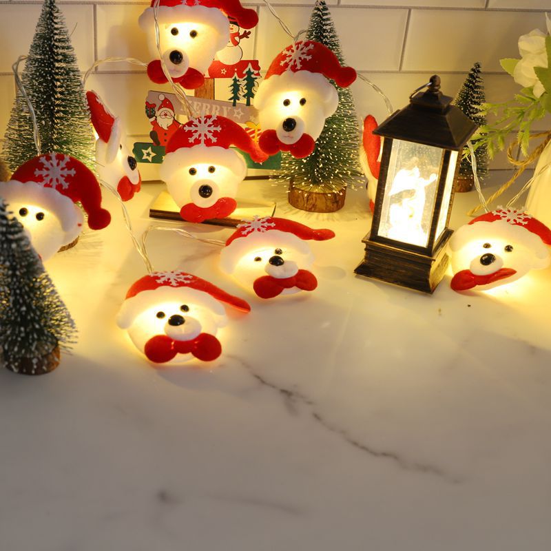 LED Santa Claus Head Light String Outdoor Waterproof Creative Snowman Light String LED Christmas Decoration Flash Light String