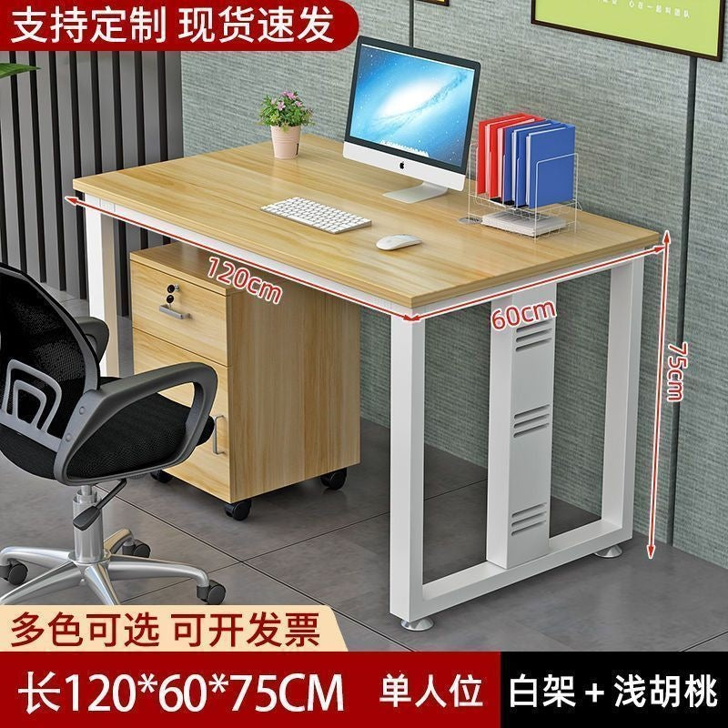 Single person office computer desk - minimalist modern office employee workstation desk and chair set - home office desk - simple executive desk