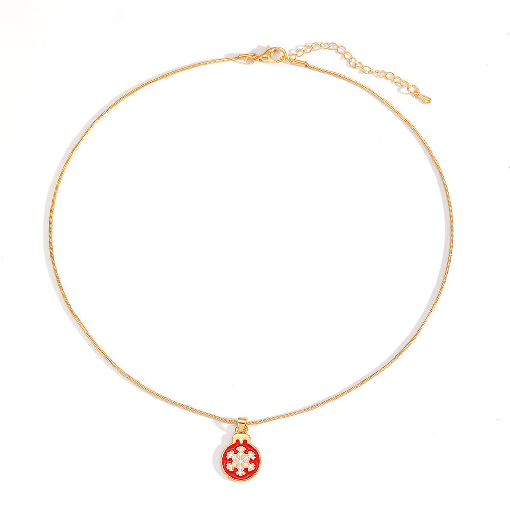 Christmas necklace wholesale: cross-border hot seller - fashionable enamel snowflake bell christmas tree pendant, simple and versatile necklace