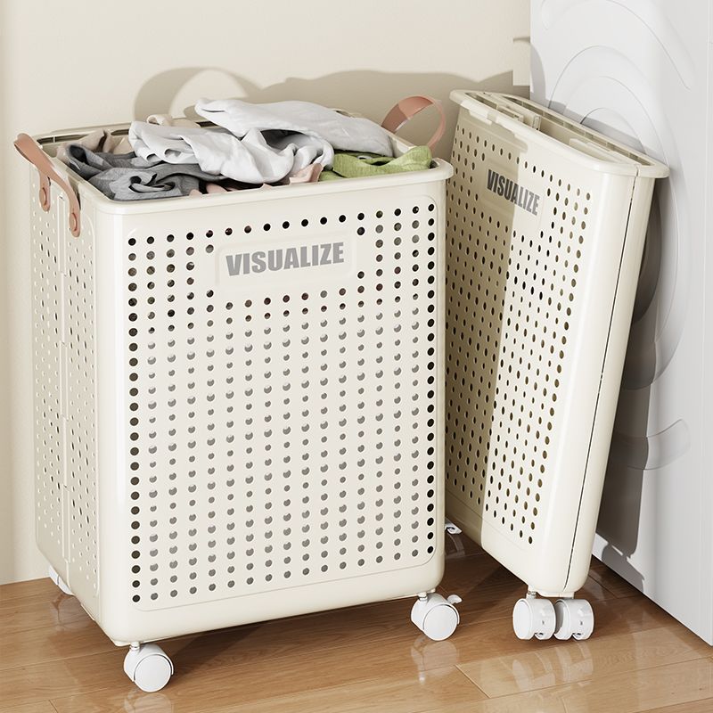 Foldable dirty clothes hamper - portable, multi-functional, hollowed-out laundry basket with wheels for home, bathroom, and balcony storage