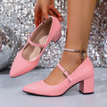 2026 pointed-toe chunky heel mary janes - women's spring/summer new arrivals - full leather inside and out, high heel, low-cut pumps