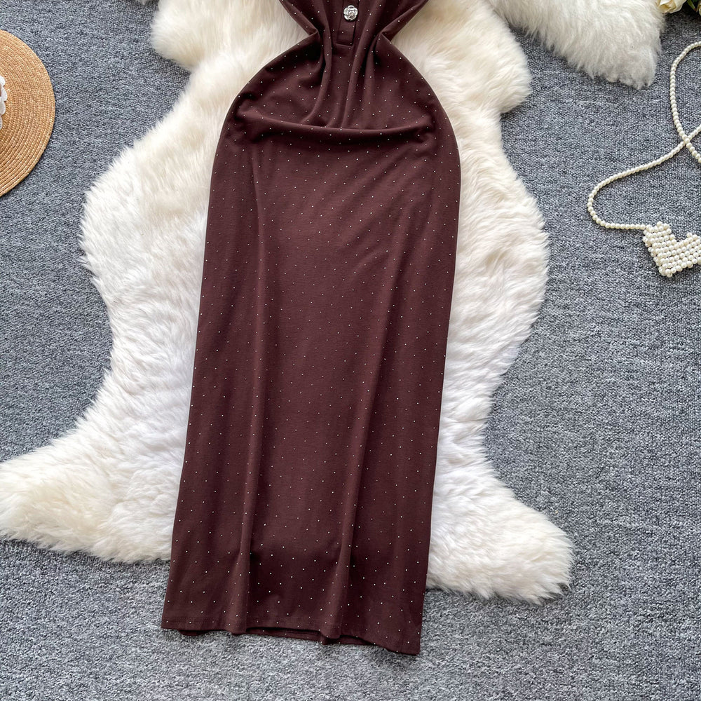 New chinese retroelegance flower sleeveless dress women's spring k-stylehigh waist waist a-line skirt work clothing