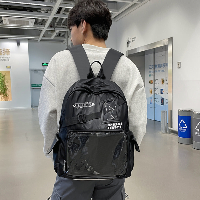 New fashionable Korean version pain bag transparent primary and secondary school student schoolbag men's and women's large-capacity college backpack travel backpack