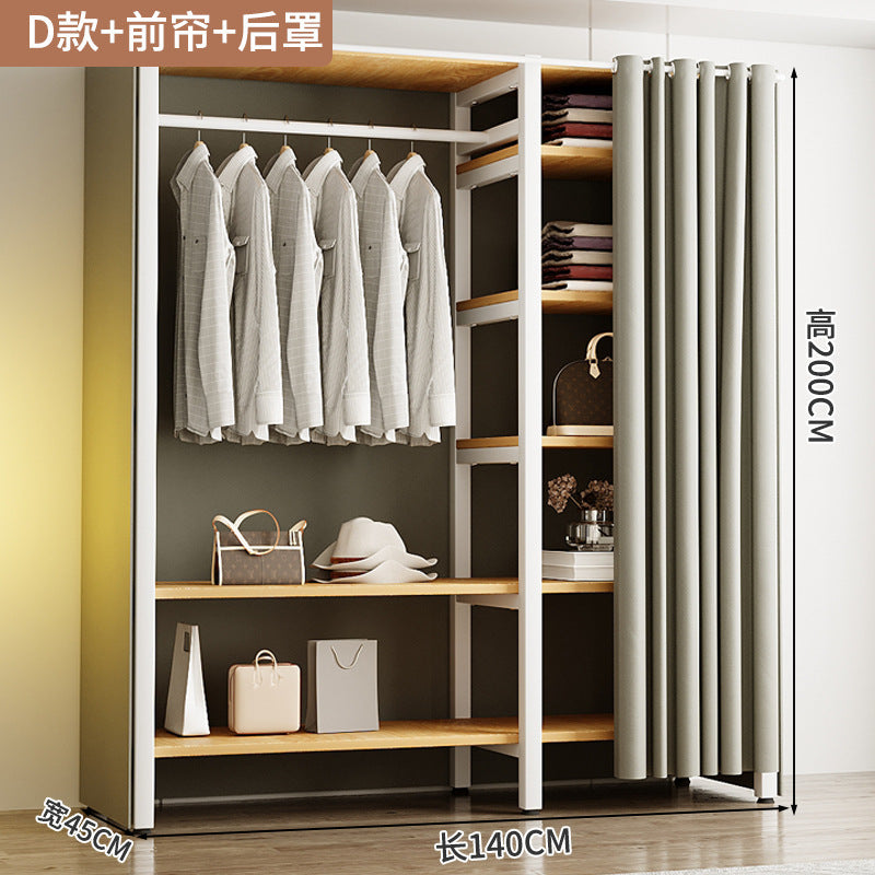 Wardrobe Home Bedroom Simple Assembly Storage Cabinet Rental Room Shelves Strong and Durable Open Wardrobe